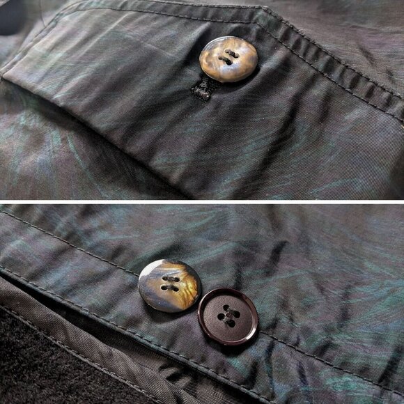 Vintage 80s MULBERRY STREET Iridescent Nylon Printed Trench Coat Zip Liner Sz 10 - Picture 4 of 9